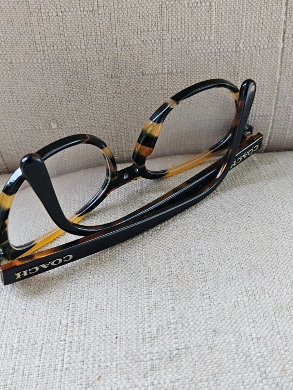 Coach Women Eyeglasses/Glasses Frame HC6102 BLK AMBER GLTR Vasity Stripe Frame - Picture 6 of 12